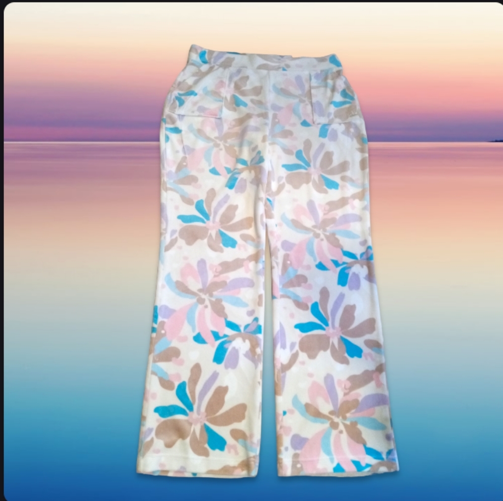 Juicy Couture Floral Print Velour Pants Sz Lg( NWOT)